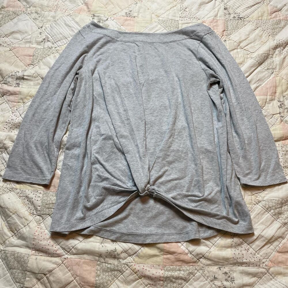 lilly pulitzer grey maci front knot minimalistic preppy top size large